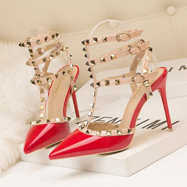 2020 summer fashion woman high heels sandals red wedding prom strap party shoes rivets hollowed out stiletto pumps, Black
2020 summer fashion woman high heels sandals red wedding prom strap party shoes rivets hollowed out stiletto pumps, Black