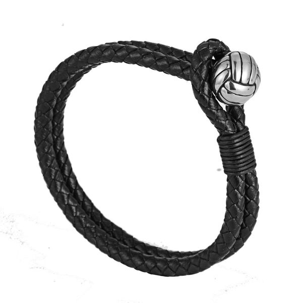 new style titanium steel bracelet black and white with pattern weaving leather rope bracelets stainless steel buckle, Silver
new style titanium steel bracelet black and white with pattern weaving leather rope bracelets stainless steel buckle, Silver