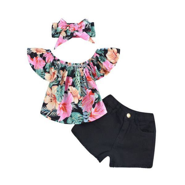 summer 3pcs toddler baby girl summer clothes short sleeve floral t shirt black denim shorts headband outfit 1-4y, Pink;blue
summer 3pcs toddler baby girl summer clothes short sleeve floral t shirt black denim shorts headband outfit 1-4y, Pink;blue