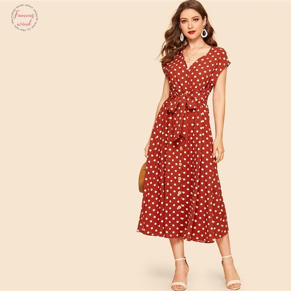 vintage rust polka dot print belted shirt button dress women 2019 summer cap sleeve v neck long solid shift dresses, Black;gray
vintage rust polka dot print belted shirt button dress women 2019 summer cap sleeve v neck long solid shift dresses, Black;gray