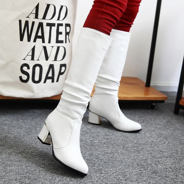 2019 female calf high boots ladies thick high heels ladies winter boots zipper buckle belt shoes platform, Black
2019 female calf high boots ladies thick high heels ladies winter boots zipper buckle belt shoes platform, Black