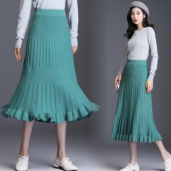 autumn winter warm knitted mermaid skirt women elegant solid color hight waist straight slim midi long ruffles pleated skirt, Black
autumn winter warm knitted mermaid skirt women elegant solid color hight waist straight slim midi long ruffles pleated skirt, Black