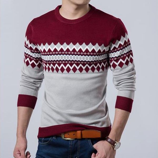 men casual long sleeve o neck geometric print slim knitwear bottoming sweater men's pattern patchwork round neck woolen sweater, White;black
men casual long sleeve o neck geometric print slim knitwear bottoming sweater men's pattern patchwork round neck woolen sweater, White;black