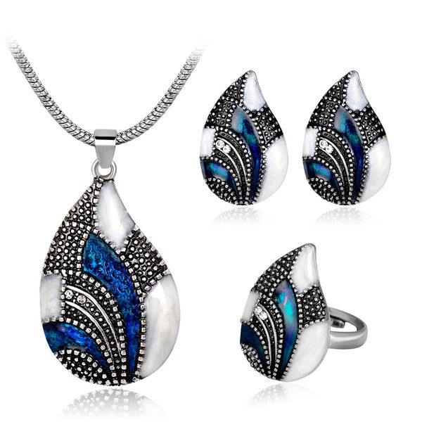 selling high-end atmospheric necklace jewelry set classic oil and water drop necklace three-piece fashion jewelry set, Silver
selling high-end atmospheric necklace jewelry set classic oil and water drop necklace three-piece fashion jewelry set, Silver