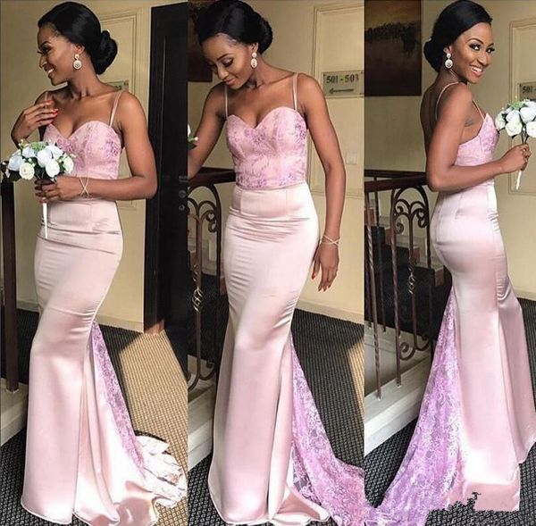 2019 spaghetti lace applique mermiad bridesmaid dresses sleeveless sweetheart sweep prom maid of honor party gowns custom made, White;pink
2019 spaghetti lace applique mermiad bridesmaid dresses sleeveless sweetheart sweep prom maid of honor party gowns custom made, White;pink