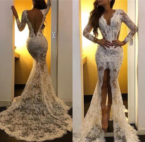 deep v neck lace mermaid long prom dresses 2020 long sleeves lace applique split backless floor length evening party gowns bc2581, Black
deep v neck lace mermaid long prom dresses 2020 long sleeves lace applique split backless floor length evening party gowns bc2581, Black