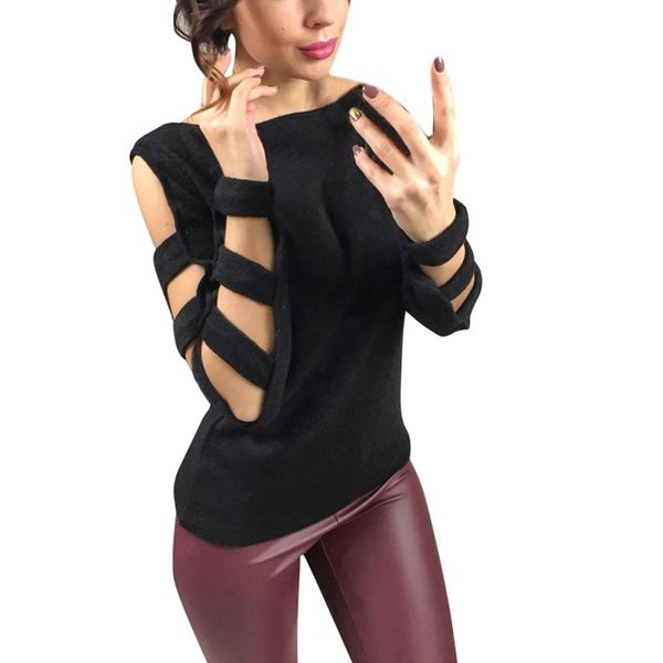 long sleeved hollowed women sweater knitted cold shoulder womens autumn winter fashion clothing casual black sweater, White;black
long sleeved hollowed women sweater knitted cold shoulder womens autumn winter fashion clothing casual black sweater, White;black