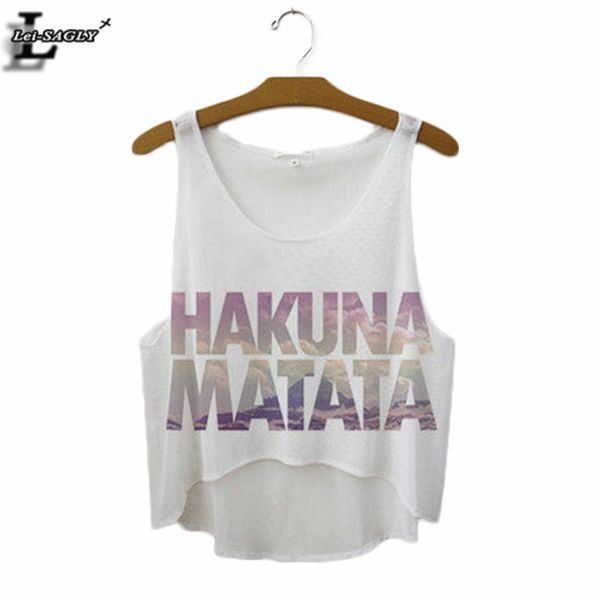 summer style "hakuna matata" print tank women fashion loose white t shirts harajuku novelty casual workout crop f1037
summer style "hakuna matata" print tank women fashion loose white t shirts harajuku novelty casual workout crop f1037