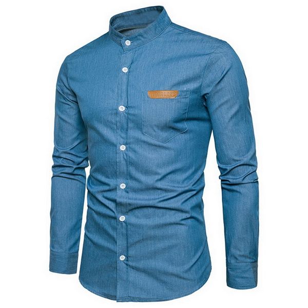 men casual shirt long sleeve stand henley collar slim fit shirt men korean business shirts faux jeans eu size, White;black
men casual shirt long sleeve stand henley collar slim fit shirt men korean business shirts faux jeans eu size, White;black