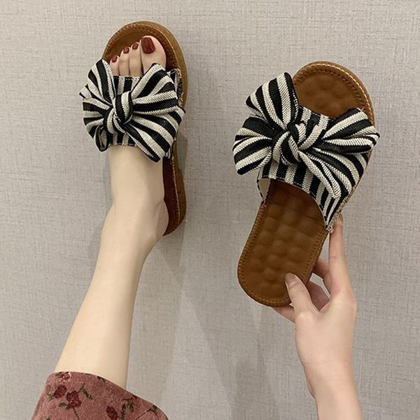 women low heels slippers woman stripe bowtie woman knot slides casual female comfortable footwear women's beach shoes, Black
women low heels slippers woman stripe bowtie woman knot slides casual female comfortable footwear women's beach shoes, Black