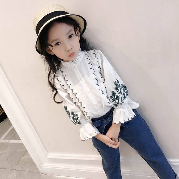 2019 spring new style children girls clothing sets kids ruffle fashion suits teenage solid shirt + bow denim pants clothes w63, White
2019 spring new style children girls clothing sets kids ruffle fashion suits teenage solid shirt + bow denim pants clothes w63, White