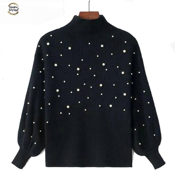 2019 women knitted sweater pearl beading lantern linen sleeves sweaters half turtleneck knit pullover pearl jumper poncho, White;black
2019 women knitted sweater pearl beading lantern linen sleeves sweaters half turtleneck knit pullover pearl jumper poncho, White;black