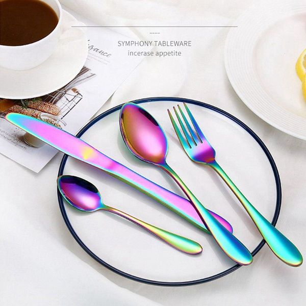 rainbow iridescent stainless steel cutlery set spoons forks tableware (2 set(8pcs 
rainbow iridescent stainless steel cutlery set spoons forks tableware (2 set(8pcs