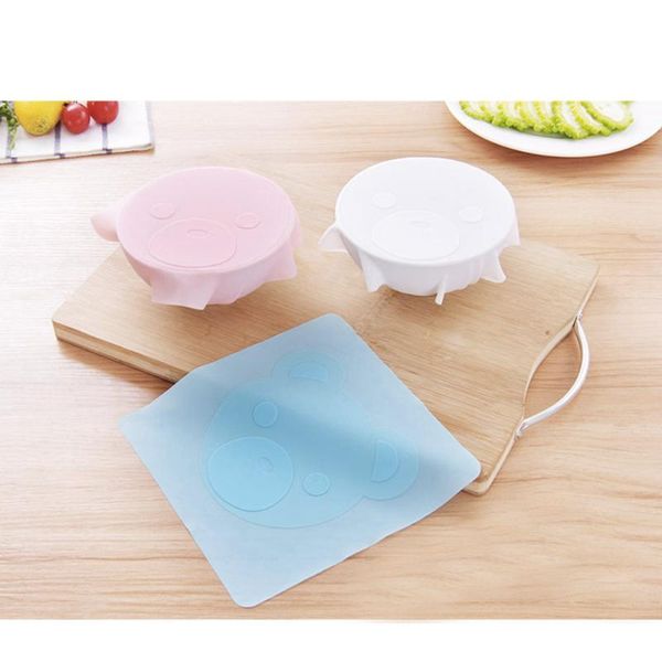 2pcs 18x18cm cartoon bear silicone bowl covers stretch saver wraps reusable expandable lids (blue/pink
2pcs 18x18cm cartoon bear silicone bowl covers stretch saver wraps reusable expandable lids (blue/pink