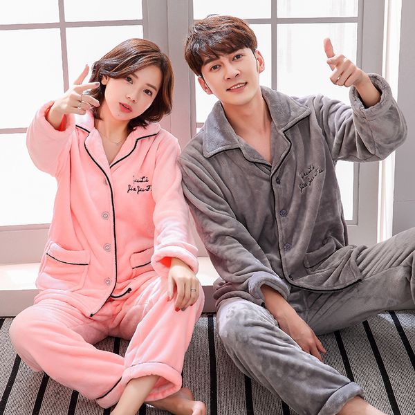 lovers thick pajamas set winter flannel 2 pcs sleepwear long sleeve pijama pyjama women men warm nightwear casual home clothes, Blue;gray
lovers thick pajamas set winter flannel 2 pcs sleepwear long sleeve pijama pyjama women men warm nightwear casual home clothes, Blue;gray