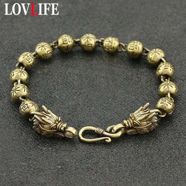 vintage chinese letter blessing beads dragon head chain bracelets for women brass craft accessories punk retro men bracelet gift, Black
vintage chinese letter blessing beads dragon head chain bracelets for women brass craft accessories punk retro men bracelet gift, Black