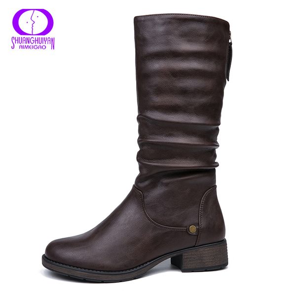 aimeigao new autumn winter mid-calf women flats heels warm plush pu leather quality knee high boots mx200324, Black
aimeigao new autumn winter mid-calf women flats heels warm plush pu leather quality knee high boots mx200324, Black