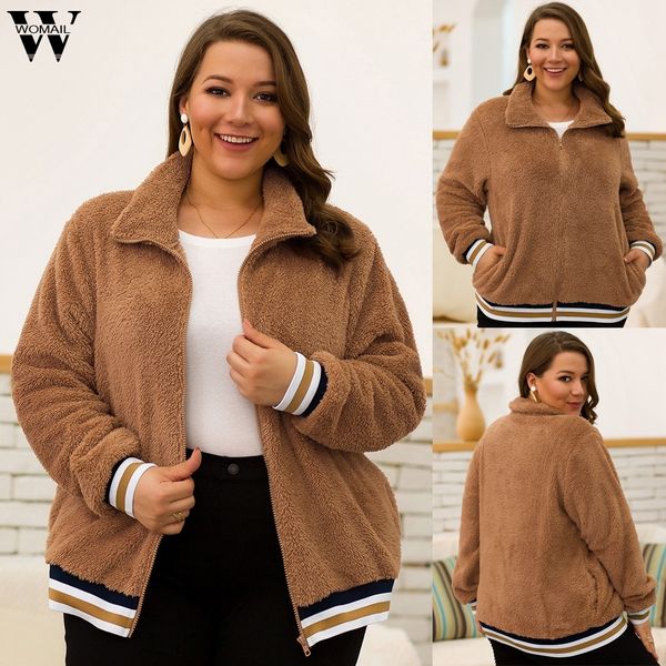 womail womens coats women's plus size casual striped stitching lapel pocket loose plush jacket coat women abrigo 2019 xl-4xl, Black;brown
womail womens coats women's plus size casual striped stitching lapel pocket loose plush jacket coat women abrigo 2019 xl-4xl, Black;brown