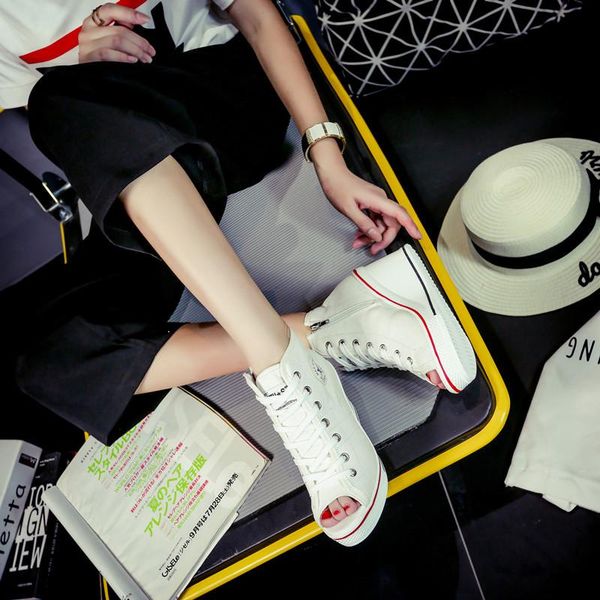 women wedges pumps women platform women canvas shoes, Black;white