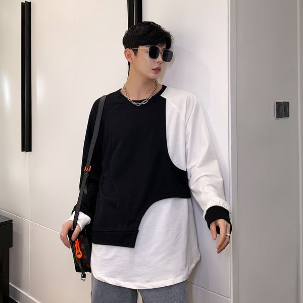 men black white splice loose casual pullover t-shirt male women streetwear hip hop fashion tees shirts, White;black
men black white splice loose casual pullover t-shirt male women streetwear hip hop fashion tees shirts, White;black