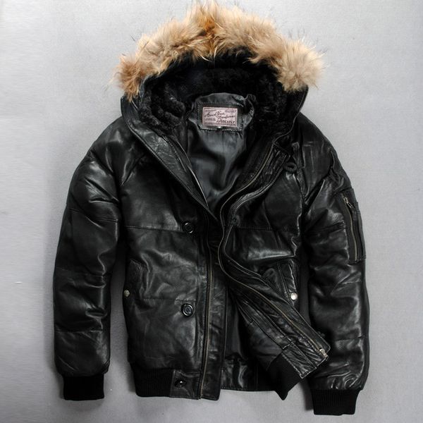 avirex down bomber jacket fashion men's sheepskin100% genuine leather jacket hooded short down coat outerwear in winter, Black
avirex down bomber jacket fashion men's sheepskin100% genuine leather jacket hooded short down coat outerwear in winter, Black