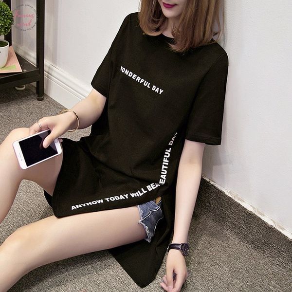 plus size wonderful day print long t shirts summer women loose slit femme cotton tshirt short sleeve t shirt, White
plus size wonderful day print long t shirts summer women loose slit femme cotton tshirt short sleeve t shirt, White