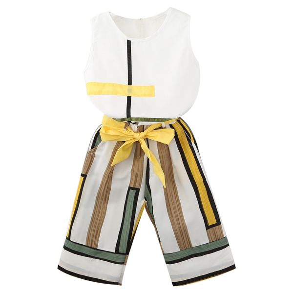 girls clothing sets new summer fashion girls sleeveless design t-shirt + casual wide leg pants 2pcs clothes, White
girls clothing sets new summer fashion girls sleeveless design t-shirt + casual wide leg pants 2pcs clothes, White