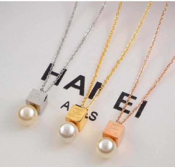 large square pearl pendant necklace 18k titanium steel color gold couple accessories, Golden;silver
large square pearl pendant necklace 18k titanium steel color gold couple accessories, Golden;silver