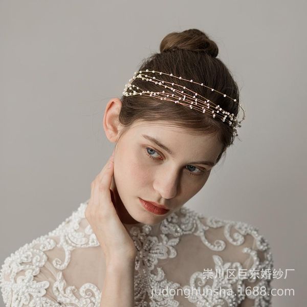 o628 korean handmade bridal headdress sweet mini pearl multi layer bridal hair with wedding dress modeling accessories, Golden;white
o628 korean handmade bridal headdress sweet mini pearl multi layer bridal hair with wedding dress modeling accessories, Golden;white