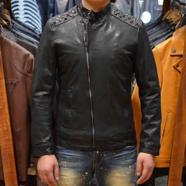 fashional men's slim fit genuine leather jacket with rivets natural sheepskin biker jacket men red motorcycle for male, Black
fashional men's slim fit genuine leather jacket with rivets natural sheepskin biker jacket men red motorcycle for male, Black