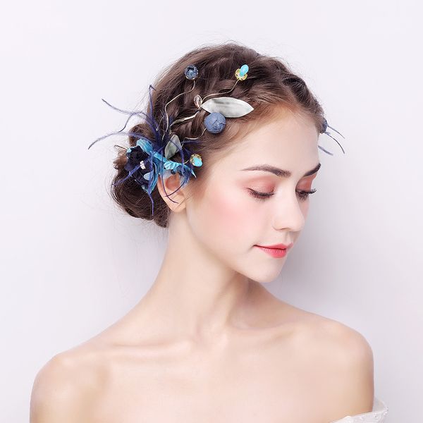 vintage blue flower hair clips artificial feather princess girls headpiece barrettes for pageant retro handmade floral headdress, Golden;white
vintage blue flower hair clips artificial feather princess girls headpiece barrettes for pageant retro handmade floral headdress, Golden;white