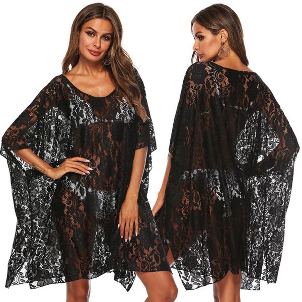 women' beach output swimsuits cover up pareo kaftan boho outings coverups for women de plage tunica sarongs tunics pure lace, Blue;gray