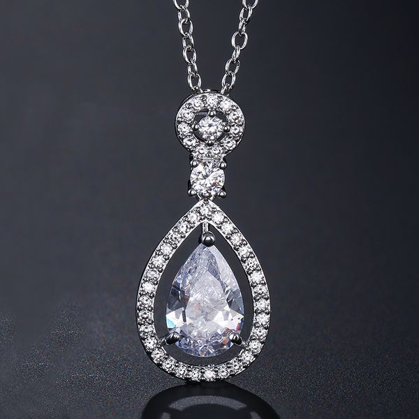 fashion- water drop pendant necklace cute silver zircon long necklace fashion bride wedding necklaces for women un2043
fashion- water drop pendant necklace cute silver zircon long necklace fashion bride wedding necklaces for women un2043