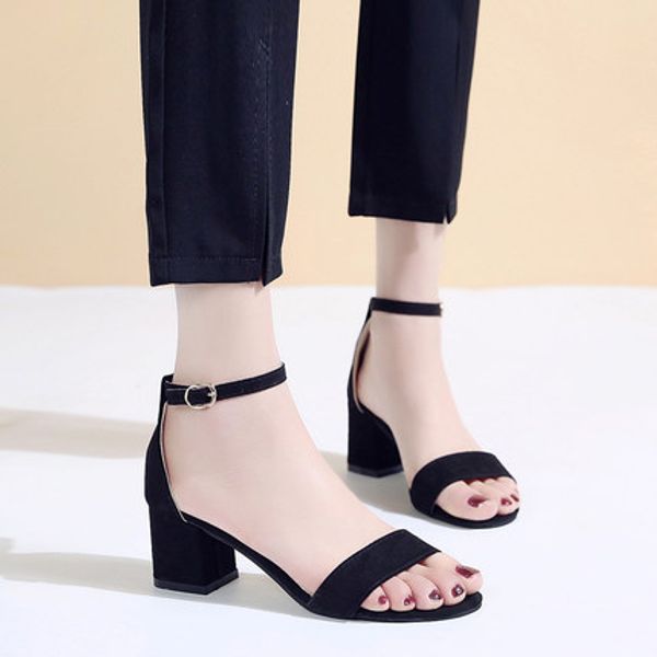 fashion europe station open-toed fashion sandals women's shoes 2020 summer suede word buckle back bag with thick heel, Black
fashion europe station open-toed fashion sandals women's shoes 2020 summer suede word buckle back bag with thick heel, Black