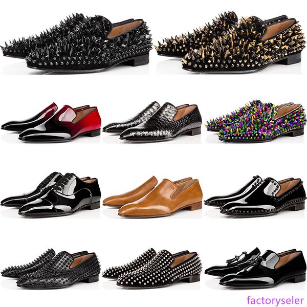 2020 luxury mens designer shoes loafers casual black red spike patent leather slip on dress wedding flats bottoms business party sneakers
2020 luxury mens designer shoes loafers casual black red spike patent leather slip on dress wedding flats bottoms business party sneakers