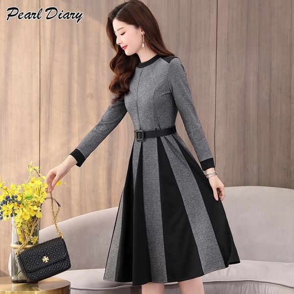 spring 2019 women's long sleeve dress to knee office elegant women's round collar women's tight autumn tights, Black;gray
spring 2019 women's long sleeve dress to knee office elegant women's round collar women's tight autumn tights, Black;gray
