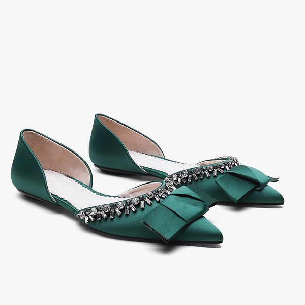 2020 new spring summer sandals women's rhinestone pointed toe satin dark green fashion flat bow women's shoes steinmeier, Black
2020 new spring summer sandals women's rhinestone pointed toe satin dark green fashion flat bow women's shoes steinmeier, Black