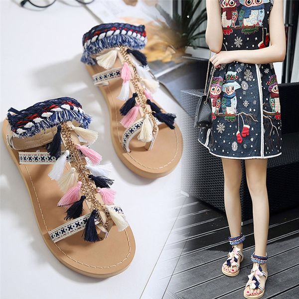 women sandals summer vintage tassel flat sandals peep toe casual female outdoor travel beach chaussures femme, Black
women sandals summer vintage tassel flat sandals peep toe casual female outdoor travel beach chaussures femme, Black