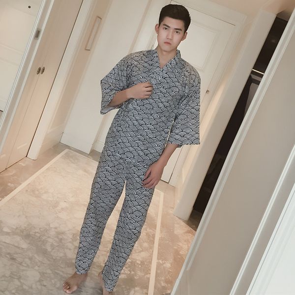 man pajamas robes set kimono japanese cotton pajamas spring and summer yukata sweat clothes long sleeve men home service suit, Black;brown
man pajamas robes set kimono japanese cotton pajamas spring and summer yukata sweat clothes long sleeve men home service suit, Black;brown