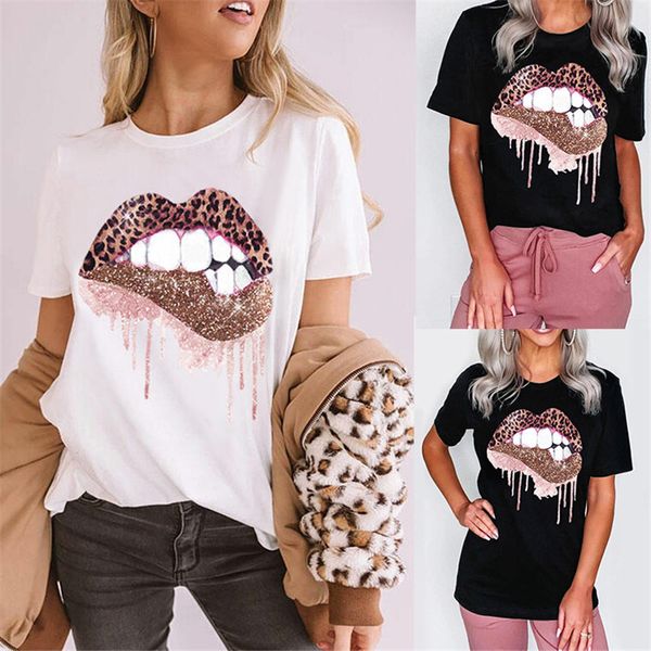 woman tshirt designer summer short sleeve loose ladies fashion casual t-shirt with leopard print teeth, White
woman tshirt designer summer short sleeve loose ladies fashion casual t-shirt with leopard print teeth, White