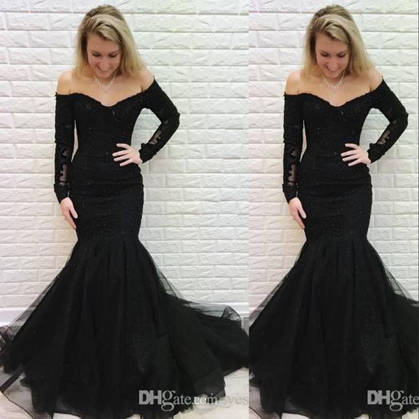 new black evening dresses wear mermaid off shoulder lace appliques beaded sweep train plus size prom dresses formal party gowns custom, Black;red
new black evening dresses wear mermaid off shoulder lace appliques beaded sweep train plus size prom dresses formal party gowns custom, Black;red