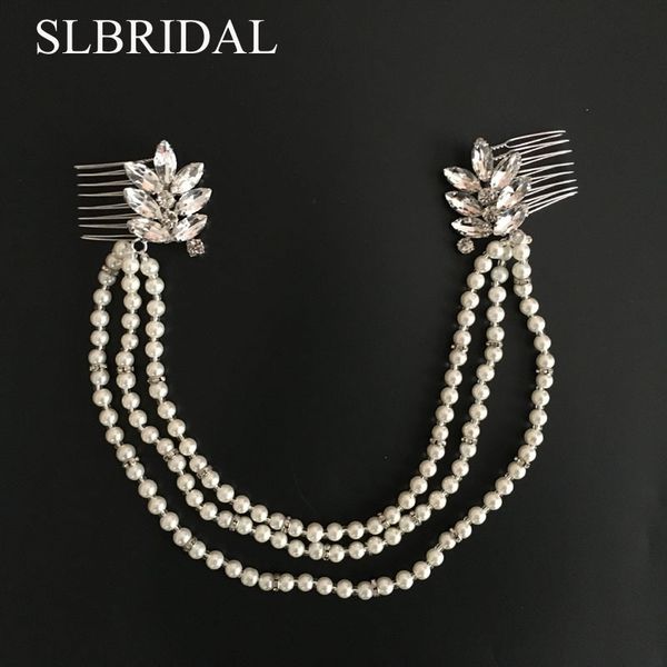 slbridal silver clear rhinestone crystal pearl wedding hair comb head chain bridal headpieces hair accessories bridesmaids women, Golden;white
slbridal silver clear rhinestone crystal pearl wedding hair comb head chain bridal headpieces hair accessories bridesmaids women, Golden;white