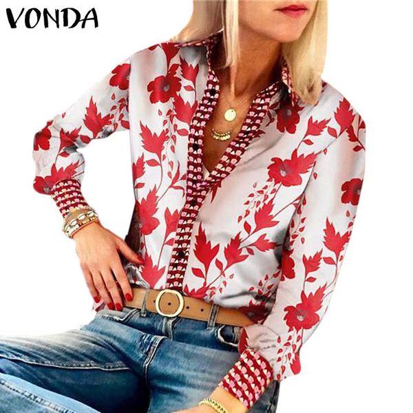vonda women blouses floral print shirts casual loose plus size v neck long puff sleeve blusas femininas, White
vonda women blouses floral print shirts casual loose plus size v neck long puff sleeve blusas femininas, White