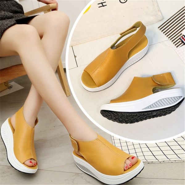 new rocking shoes women's sandals thick bottom wedges sponge cake waterproof platform fish mouth large size women's sandals, Black
new rocking shoes women's sandals thick bottom wedges sponge cake waterproof platform fish mouth large size women's sandals, Black