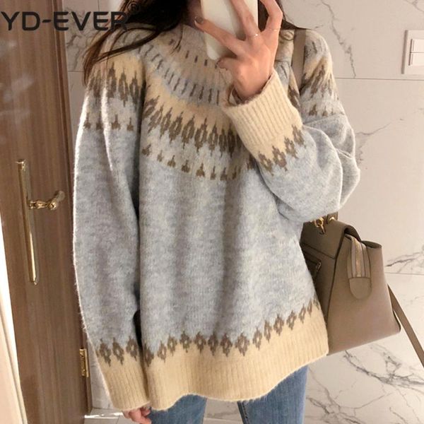 fair isle sweater women long sleeve crew neck cozy knit autumn winter warm sweaters *, White;black
fair isle sweater women long sleeve crew neck cozy knit autumn winter warm sweaters *, White;black