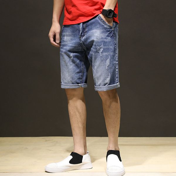 fashion solid men jean shorts loose casual denim shorts scratched knee length jeans masculino plus size, Blue
fashion solid men jean shorts loose casual denim shorts scratched knee length jeans masculino plus size, Blue