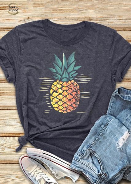 new women t shirt dark grey pineapple print o neck short sleeve summer female t shirt fashion ladies applique tee, White
new women t shirt dark grey pineapple print o neck short sleeve summer female t shirt fashion ladies applique tee, White