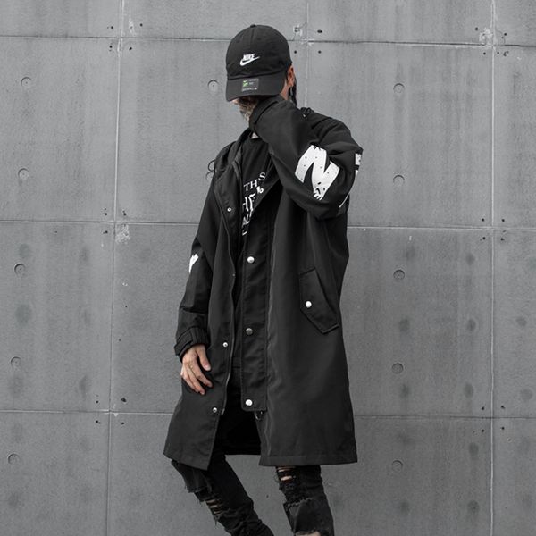 men jacket autumn winter loose casual print hooded trench coat male streetwear hip hop gothic long windberaker overcoat, Tan;black
men jacket autumn winter loose casual print hooded trench coat male streetwear hip hop gothic long windberaker overcoat, Tan;black