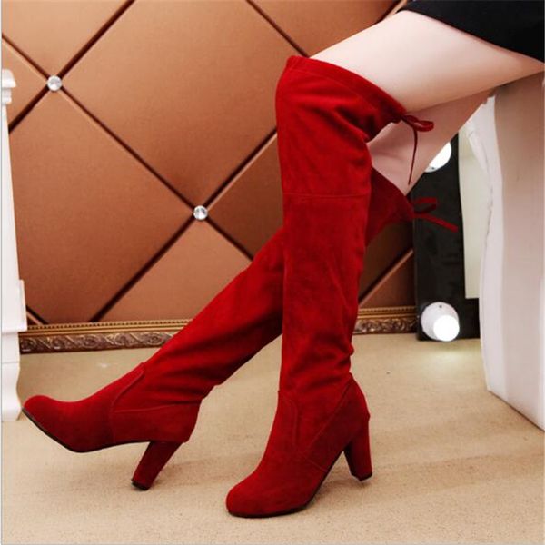 2019 autumn and winter new over-the-knee boots matte high-heeled women's boots round head elastic after the lace-up, Black
2019 autumn and winter new over-the-knee boots matte high-heeled women's boots round head elastic after the lace-up, Black