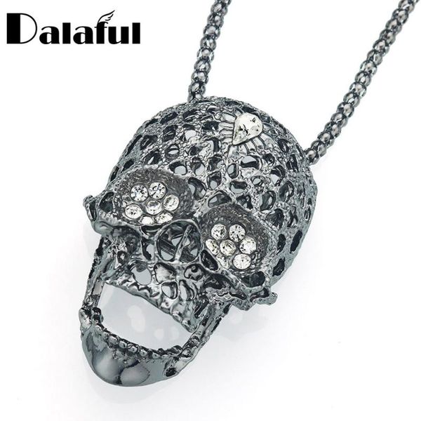 dalaful skull skeleton necklace long sweater chain hip hop hollow pendant crystal fashion jewelry for women men x619, Silver
dalaful skull skeleton necklace long sweater chain hip hop hollow pendant crystal fashion jewelry for women men x619, Silver